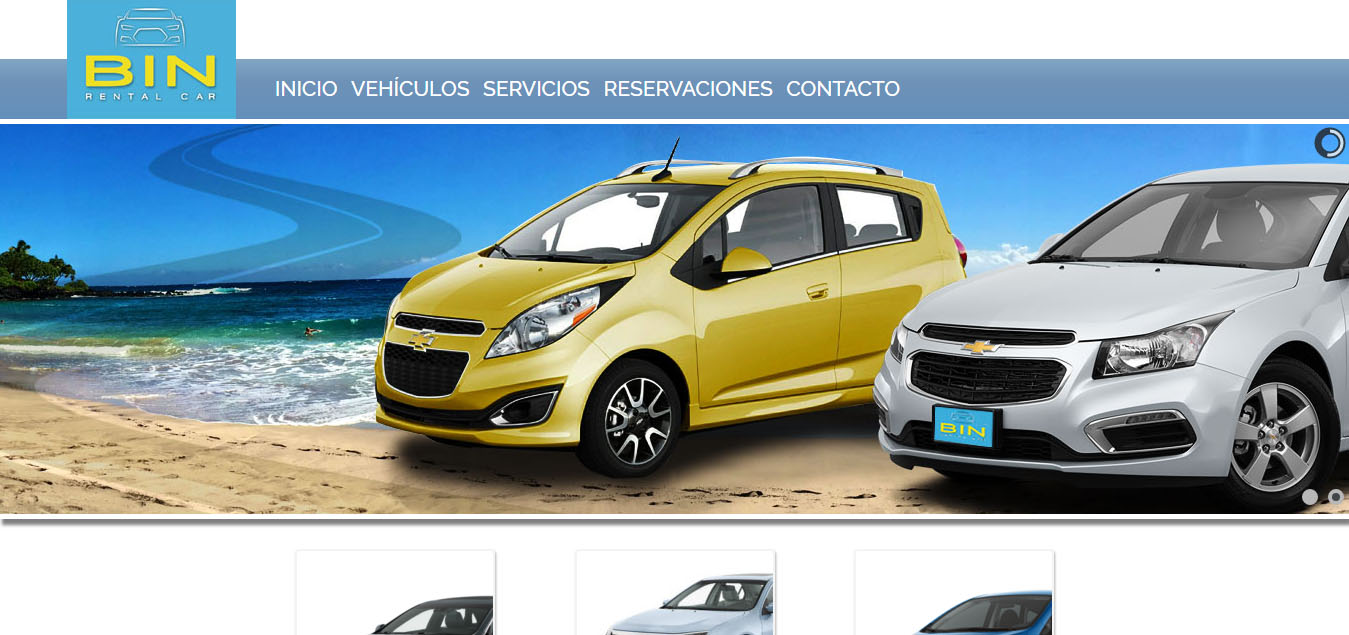 Sitio web de Bin Rental Car